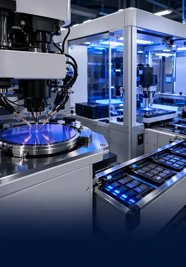 Semiconductor test process from wafer probing to packaged IC sorting