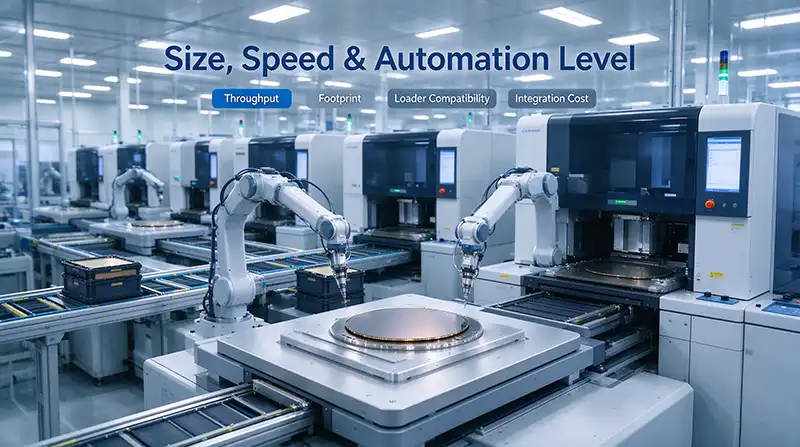 Automatic dicing saw processing wafers on production line